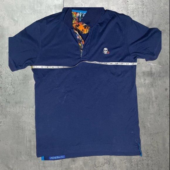 Robert Graham Skull Polo Shirt Men's S Classic‎ Fit Designer Golf Blue MSRP $98 - Picture 8 of 8